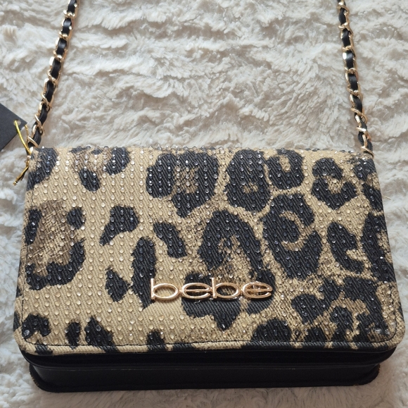NWT Bebe Animal Print And Sparkle Crossbody Bag, Tetail $79 - Picture 9 of 11